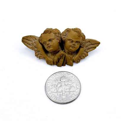 Victorian Lava Cameo Brooch: Winged Cherubs, Grand Tour Souvenir