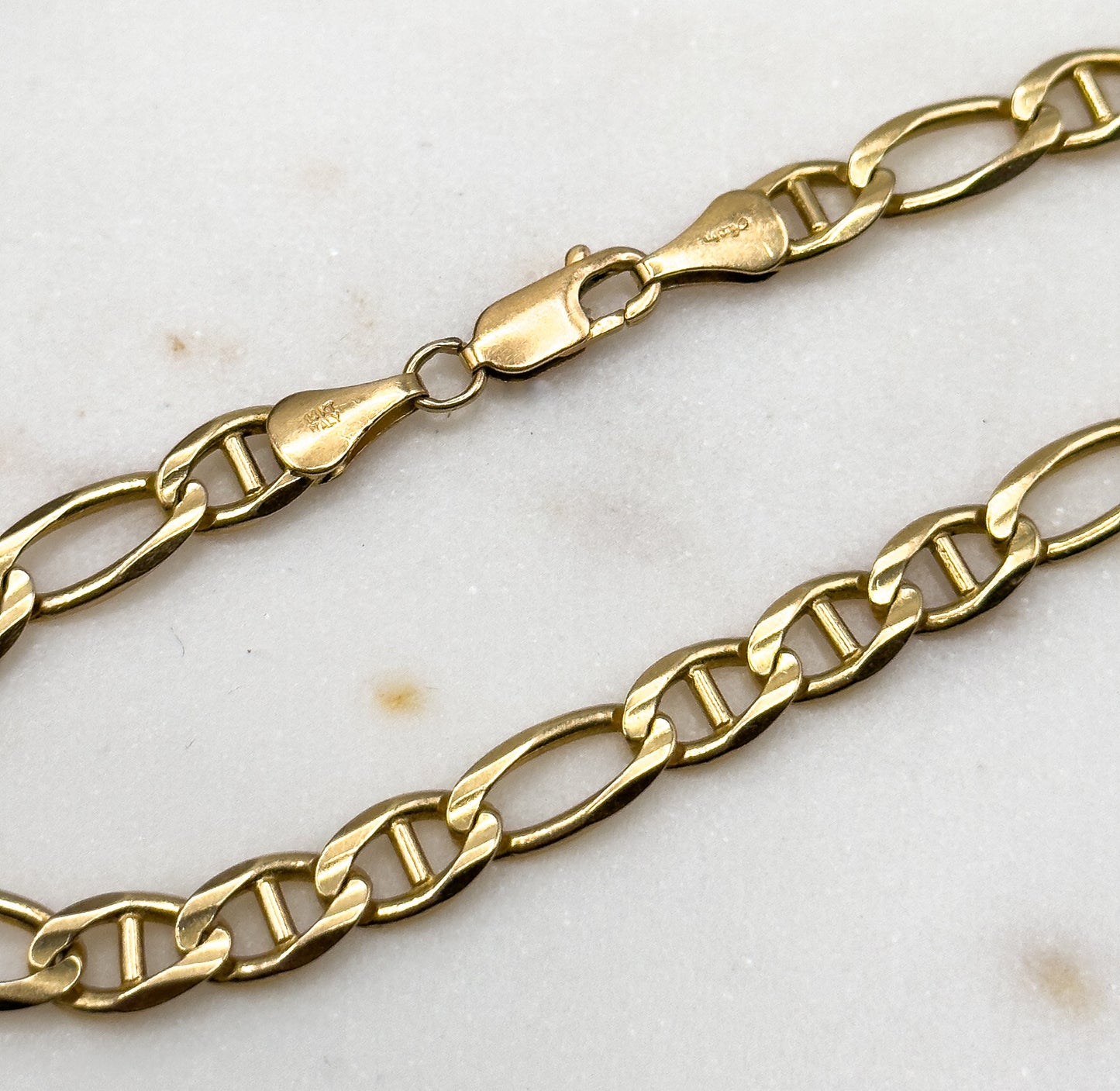 Vintage Figaro Chain Bracelet in 14K solid gold