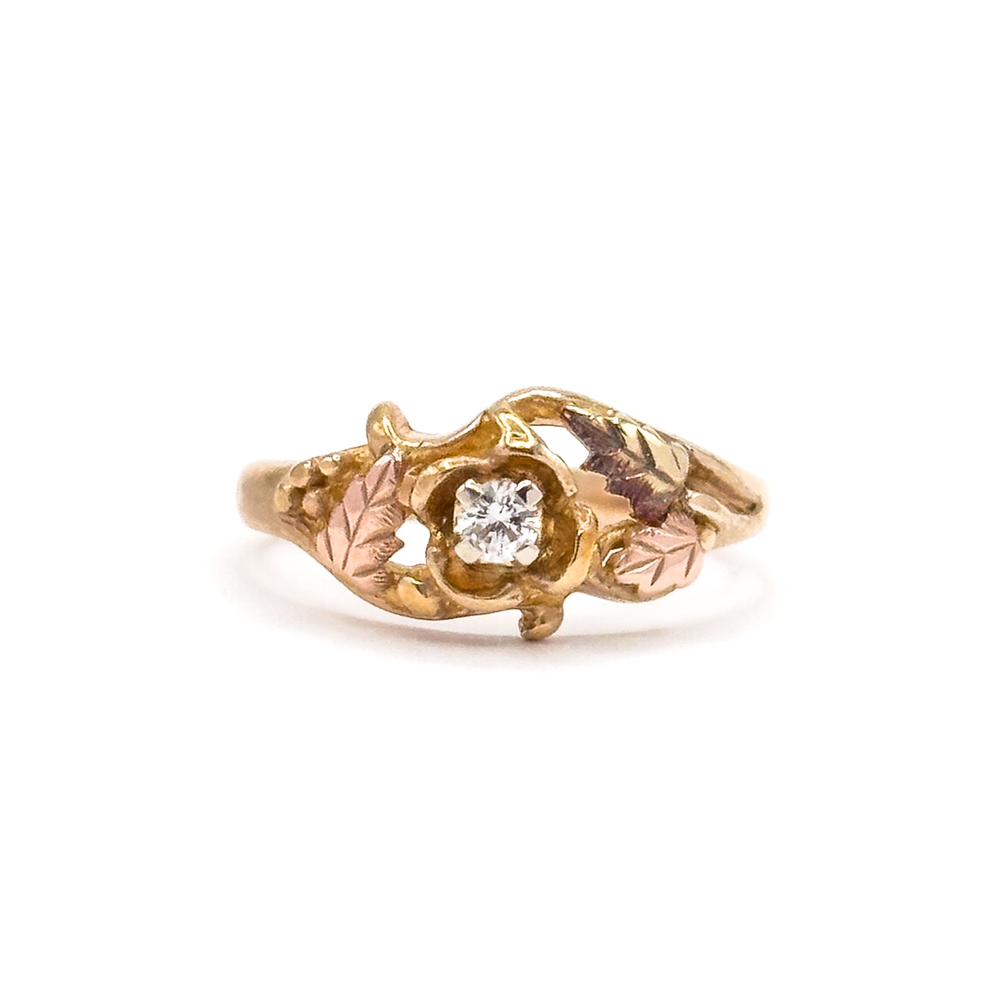 Vintage Diamond Black Hills Gold Style Ring in 10K Gold