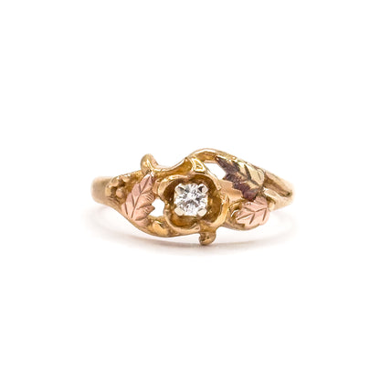 Vintage Diamond Black Hills Gold Style Ring in 10K Gold