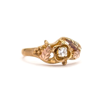 Vintage Diamond Black Hills Gold Style Ring in 10K Gold