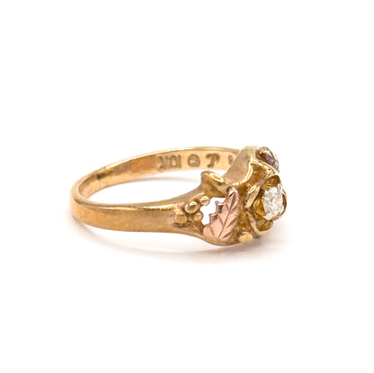 Vintage Diamond Black Hills Gold Style Ring in 10K Gold