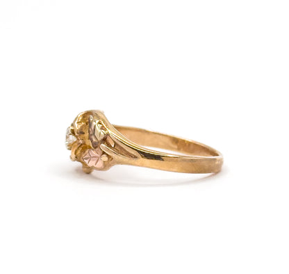 Vintage Diamond Black Hills Gold Style Ring in 10K Gold