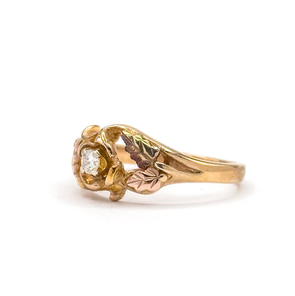 Vintage Diamond Black Hills Gold Style Ring in 10K Gold