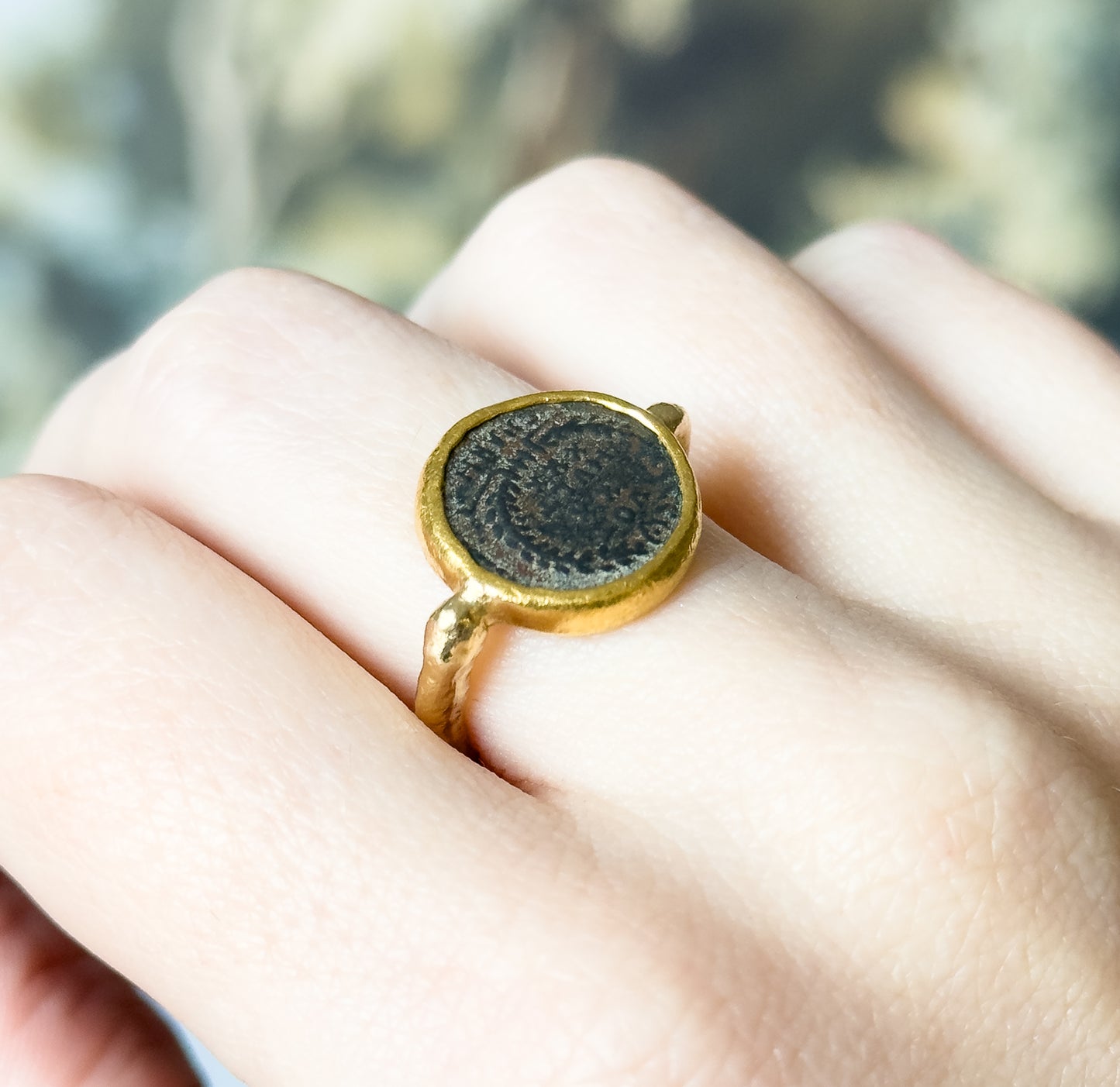 Ancient Roman Coin Ring in Contemporary Mounting in 18K Gold