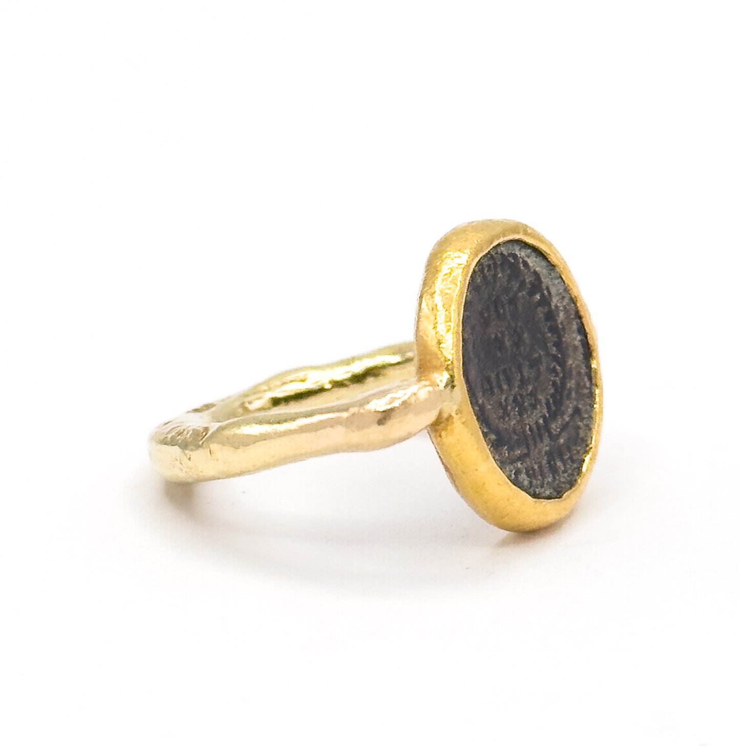 Ancient Roman Coin Ring in Contemporary Mounting in 18K Gold