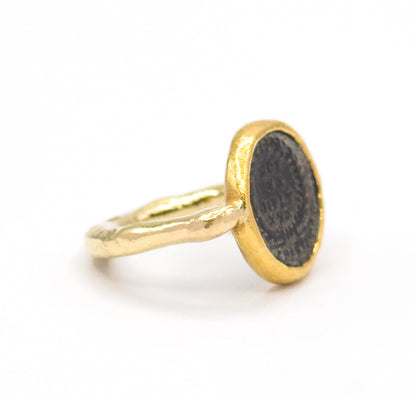 Ancient Roman Coin Ring in Contemporary Mounting in 18K Gold