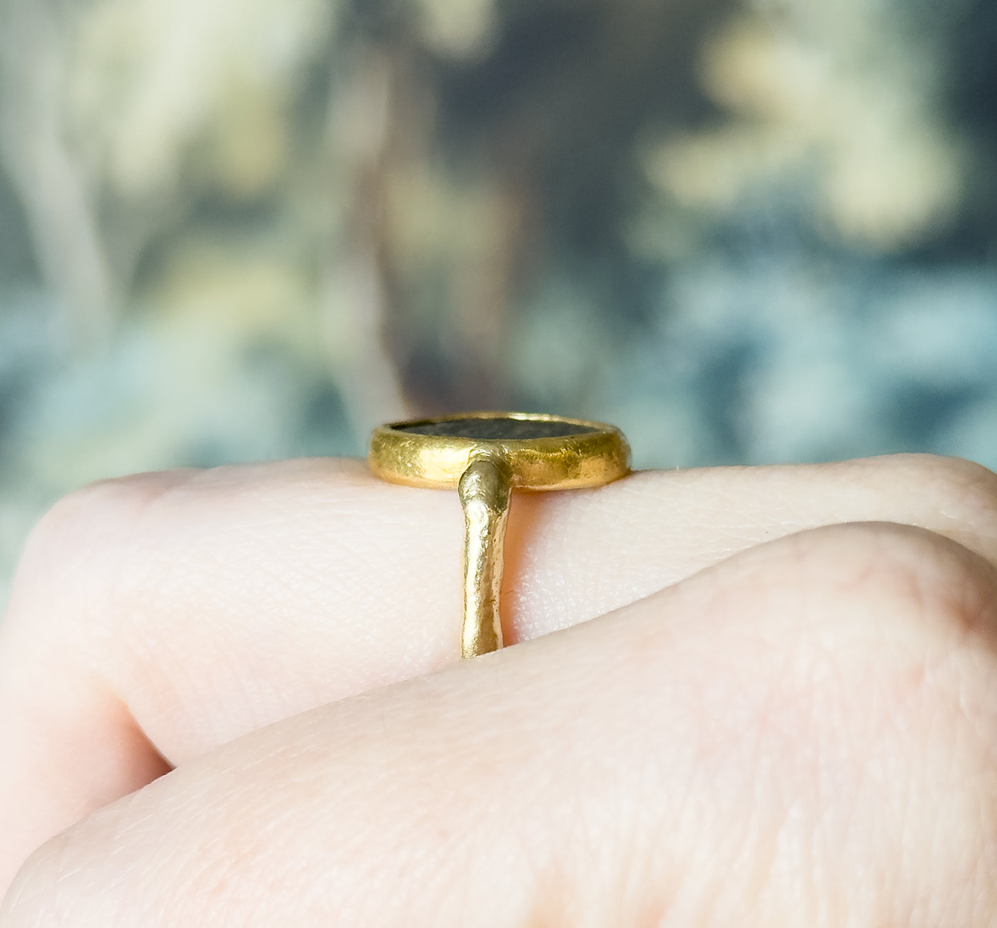 Ancient Roman Coin Ring in Contemporary Mounting in 18K Gold