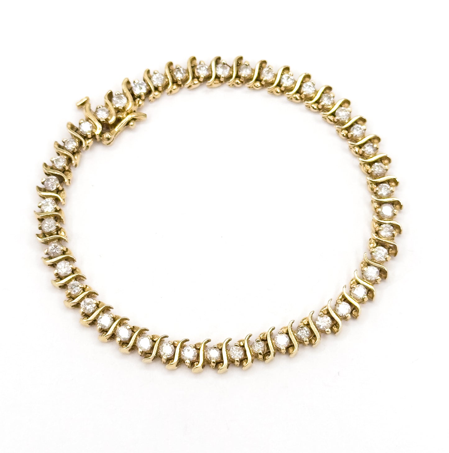 Vintage S-Link Diamond Tennis Bracelet in 14K Gold