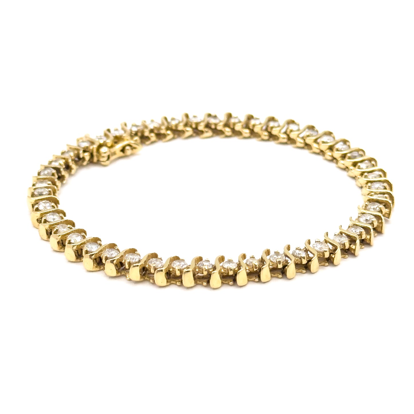 Vintage S-Link Diamond Tennis Bracelet in 14K Gold