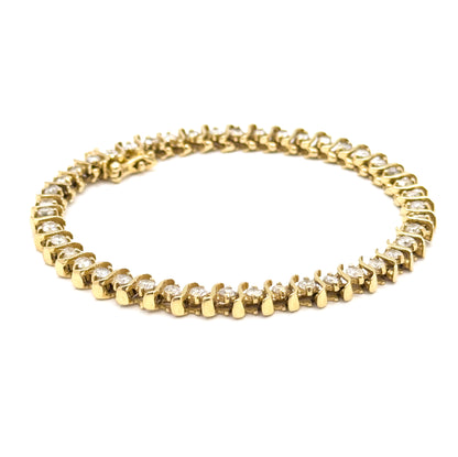 Vintage S-Link Diamond Tennis Bracelet in 14K Gold