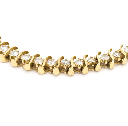 Vintage S-Link Diamond Tennis Bracelet in 14K Gold