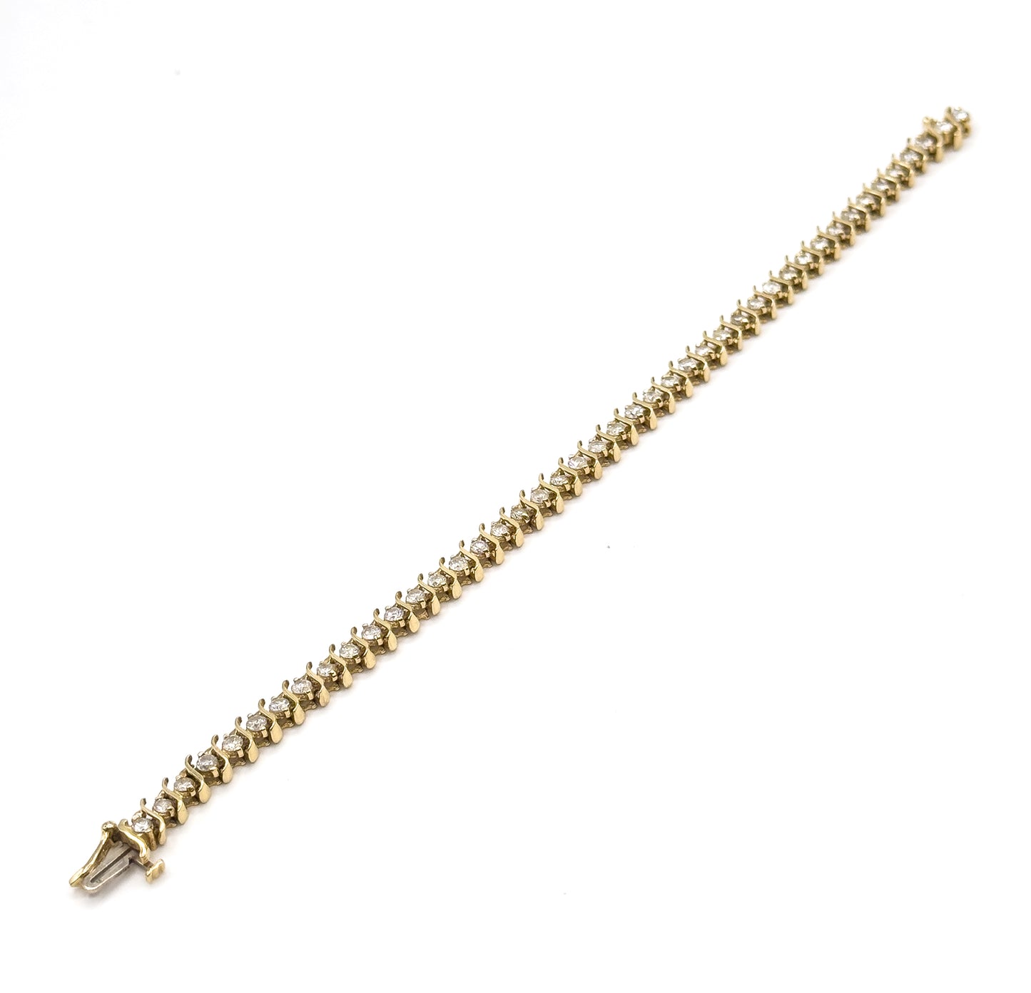 Vintage S-Link Diamond Tennis Bracelet in 14K Gold