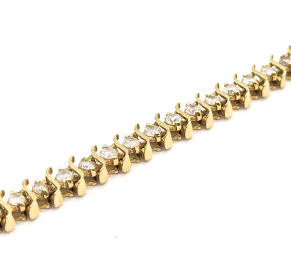 Vintage S-Link Diamond Tennis Bracelet in 14K Gold