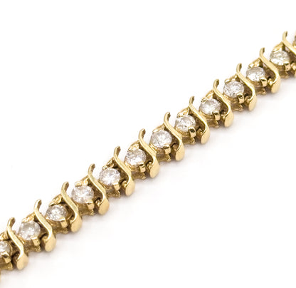 Vintage S-Link Diamond Tennis Bracelet in 14K Gold