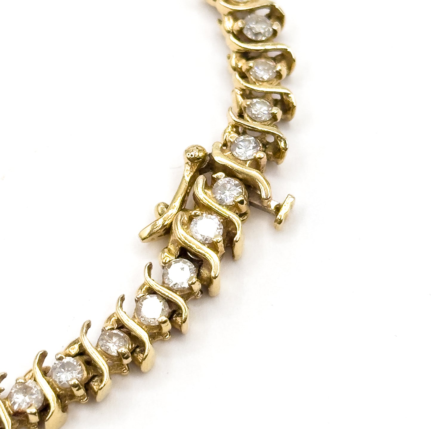 Vintage S-Link Diamond Tennis Bracelet in 14K Gold