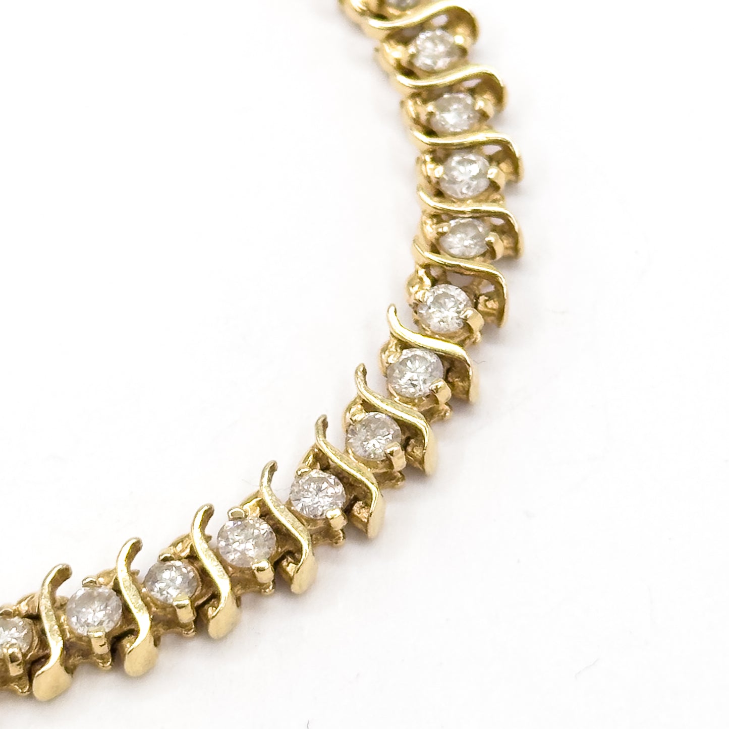 Vintage S-Link Diamond Tennis Bracelet in 14K Gold