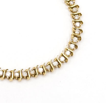 Vintage S-Link Diamond Tennis Bracelet in 14K Gold