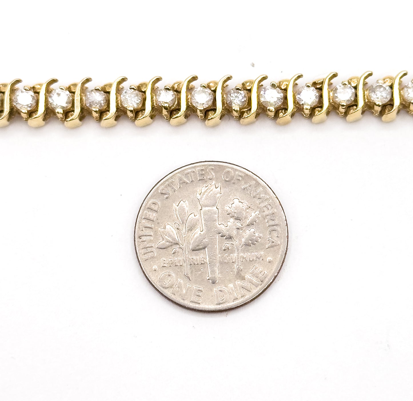 Vintage S-Link Diamond Tennis Bracelet in 14K Gold