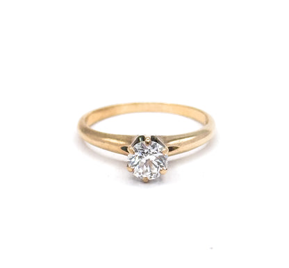 Antique Solitaire Old European Cut Diamond Engagement Ring in Gold