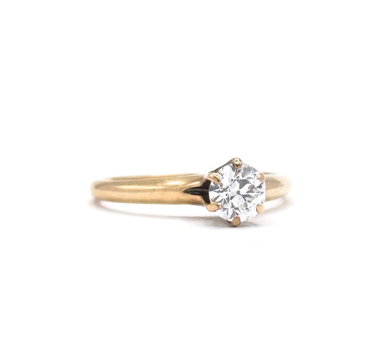 Antique Solitaire Old European Cut Diamond Engagement Ring in Gold