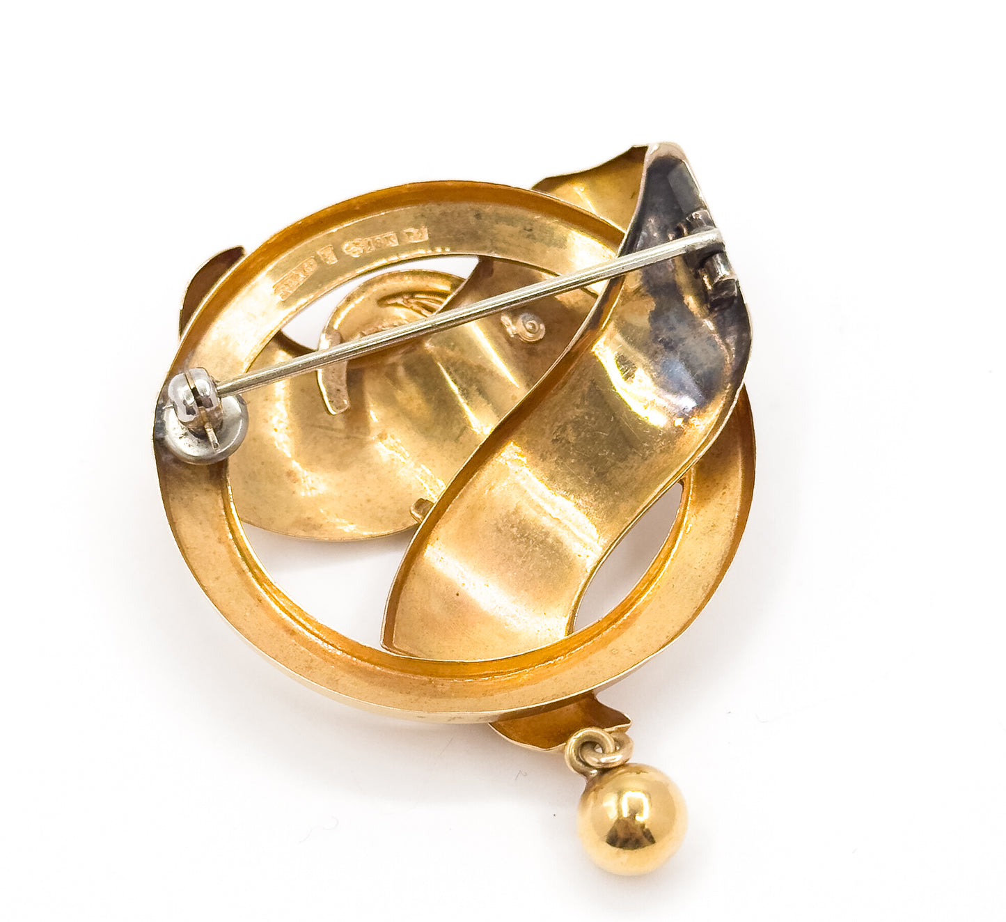 Gustav Dahlgren & Co Swedish Victorian Brooch with Seed Pearls and blue enamel in 18K Gold