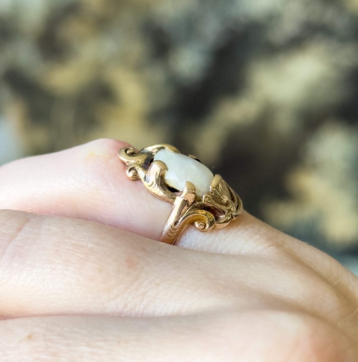 Art Nouveau Pearl Ring in 10K Gold