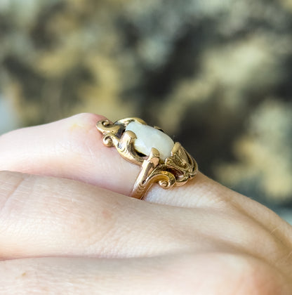 Art Nouveau Pearl Ring in 10K Gold