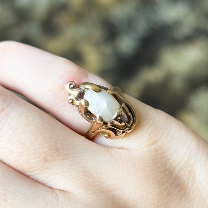 Art Nouveau Pearl Ring in 10K Gold