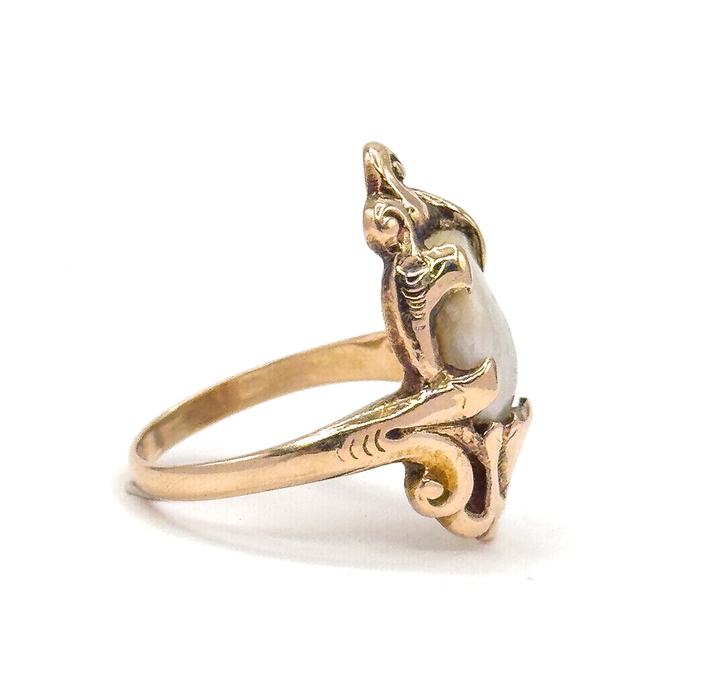Art Nouveau Pearl Ring in 10K Gold
