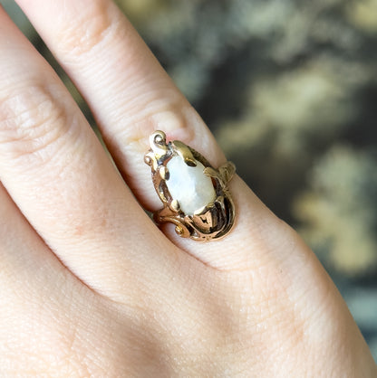 Art Nouveau Pearl Ring in 10K Gold