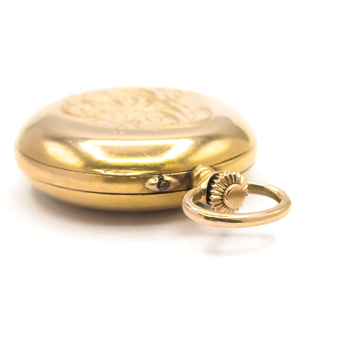 Edwardian J. Laforge Milan Watch Locket With Enamel Bow And Rose Cut Diamonds in Gold