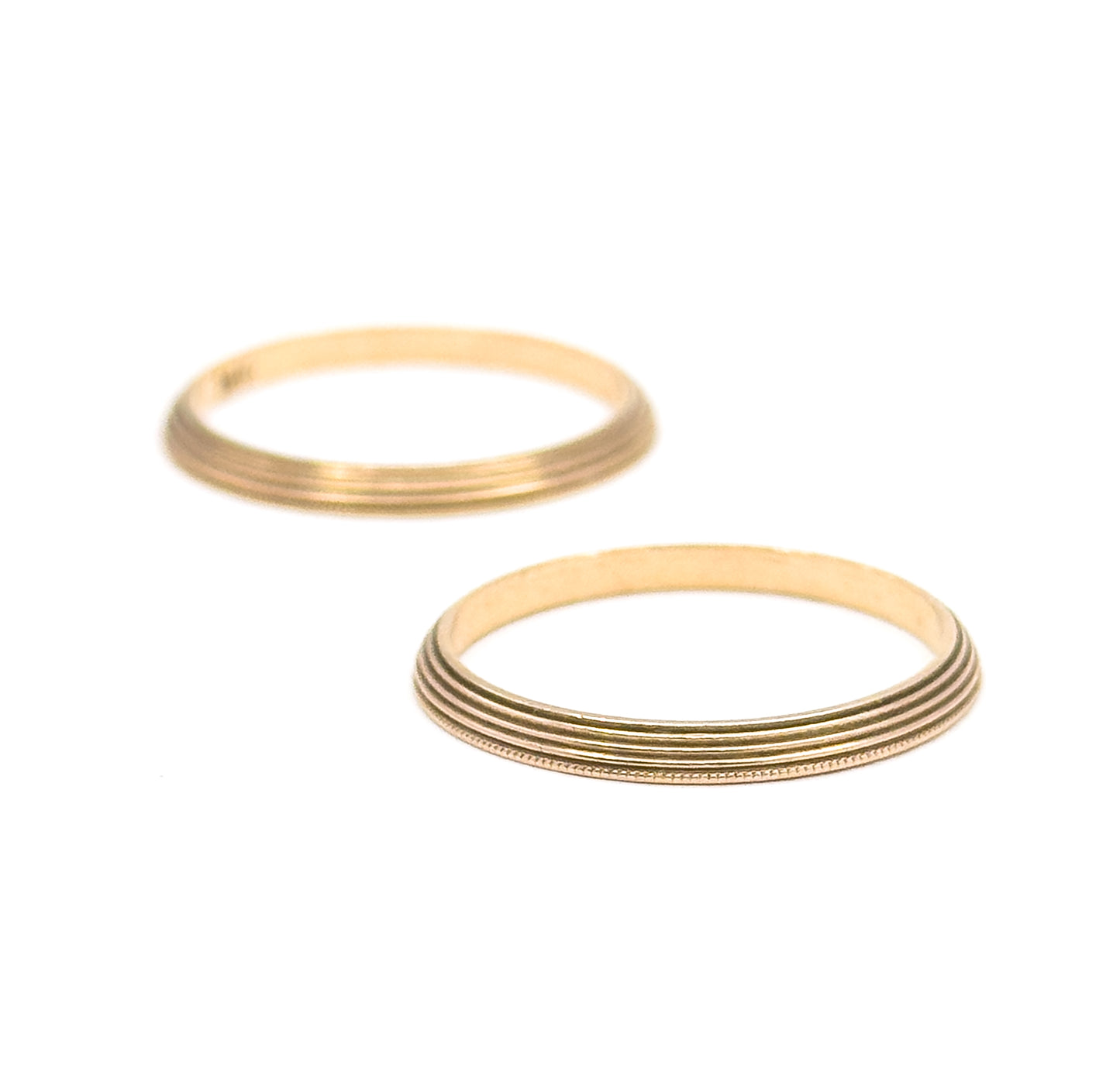 Mid-Century Milgrain Split Ring Set in 14K Yellow Gold