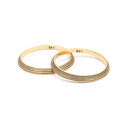 Mid-Century Milgrain Split Ring Set in 14K Yellow Gold