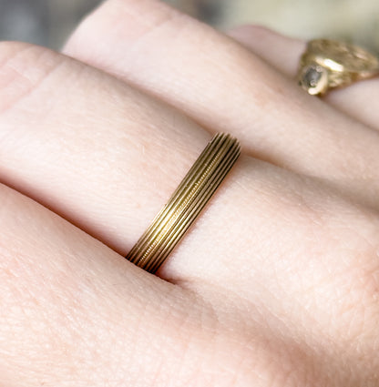 Mid-Century Milgrain Split Ring Set in 14K Yellow Gold