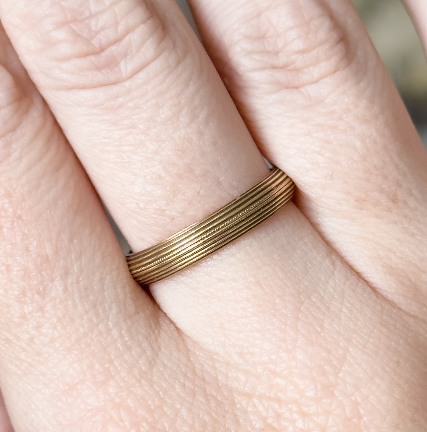 Mid-Century Milgrain Split Ring Set in 14K Yellow Gold