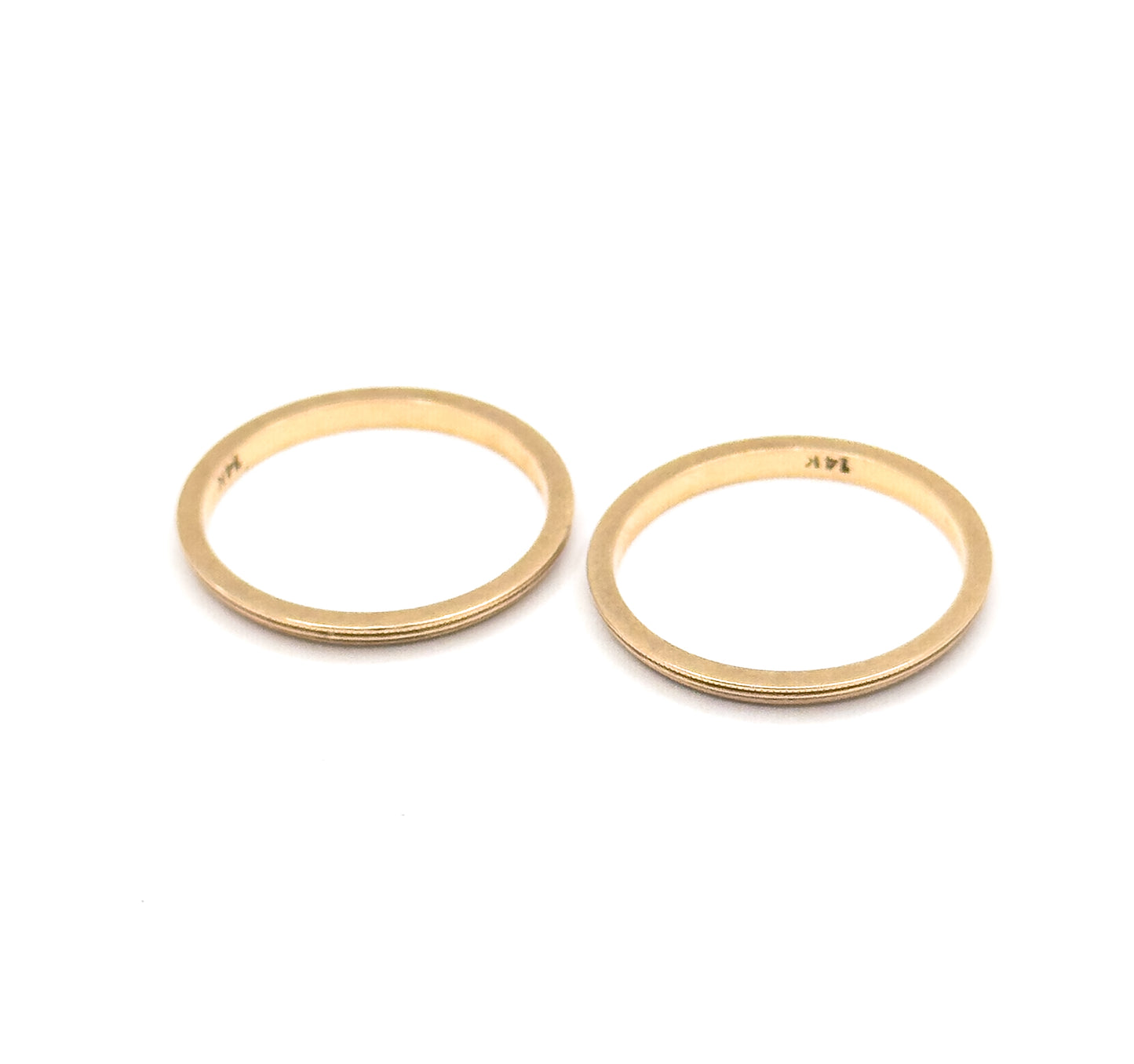 Mid-Century Milgrain Split Ring Set in 14K Yellow Gold