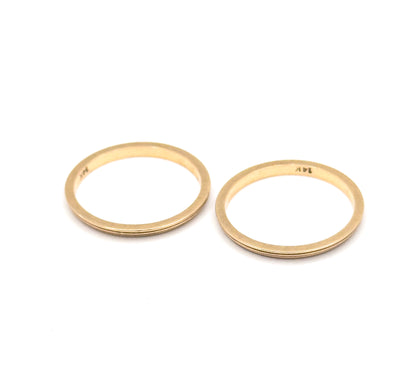 Mid-Century Milgrain Split Ring Set in 14K Yellow Gold