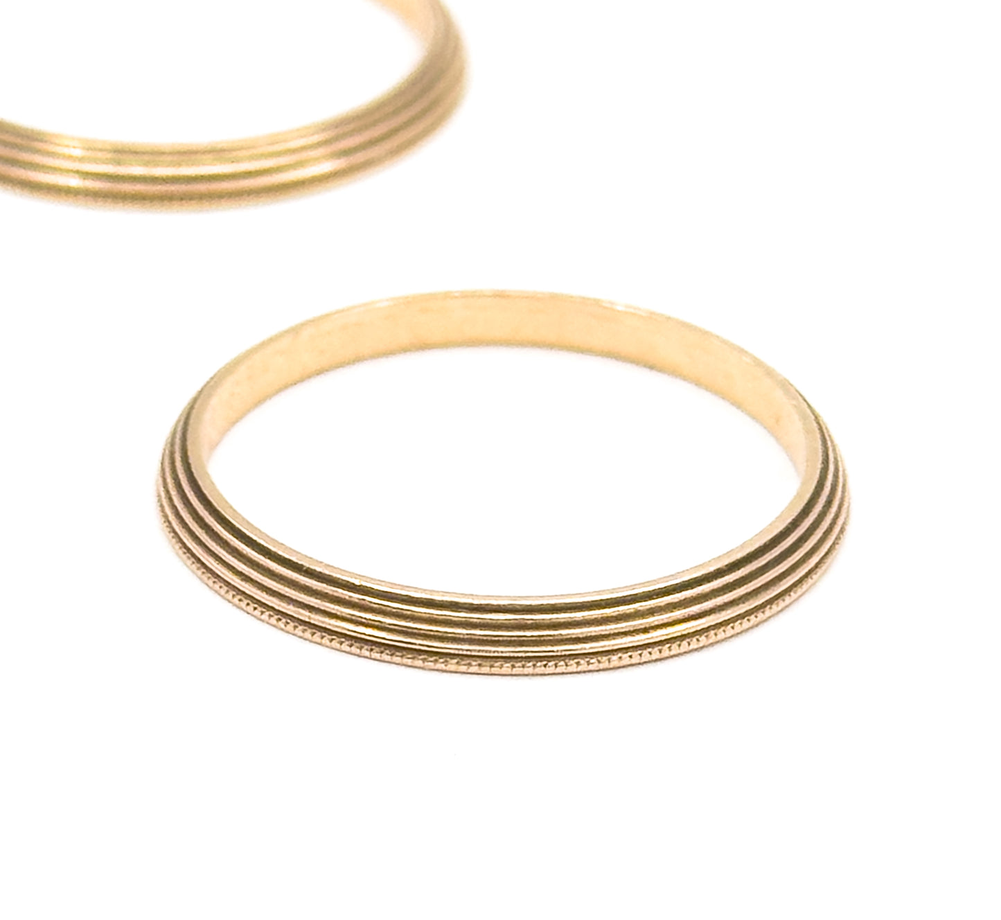 Mid-Century Milgrain Split Ring Set in 14K Yellow Gold