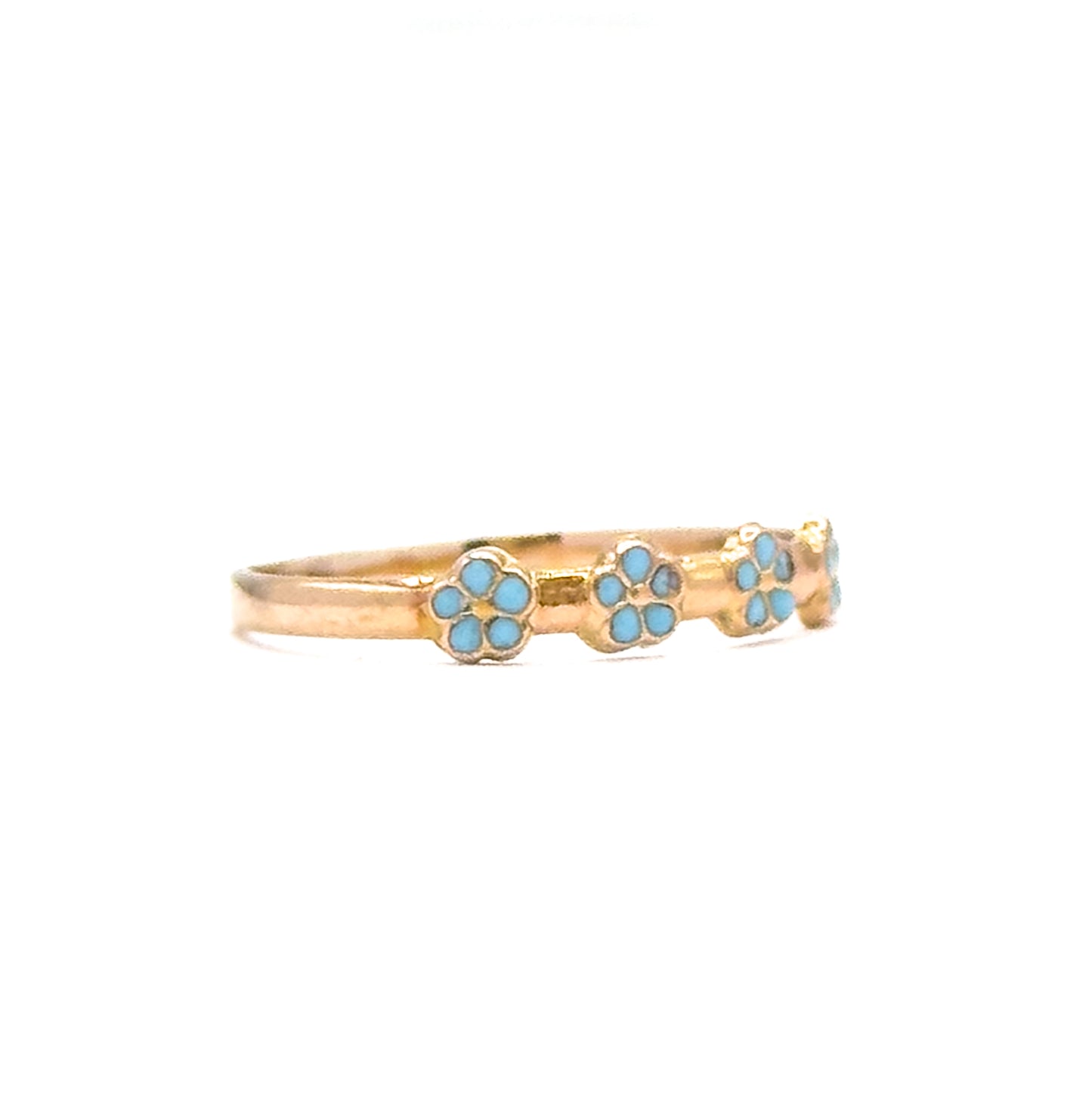 Forget-Me-Not Ring Enamel Flower Childs Ring in 10K