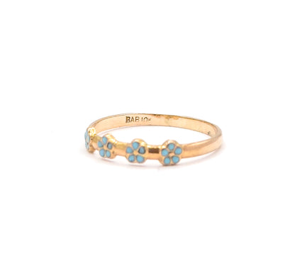 Forget-Me-Not Ring Enamel Flower Childs Ring in 10K