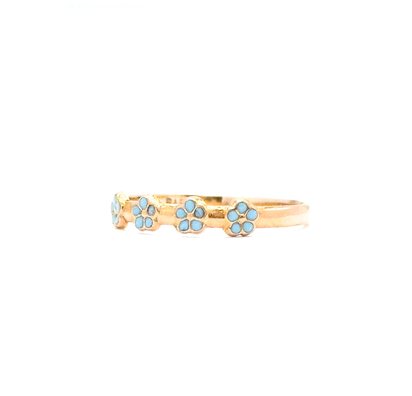 Forget-Me-Not Ring Enamel Flower Childs Ring in 10K