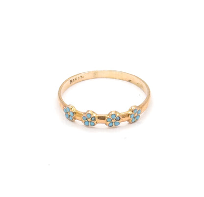 Forget-Me-Not Ring Enamel Flower Childs Ring in 10K