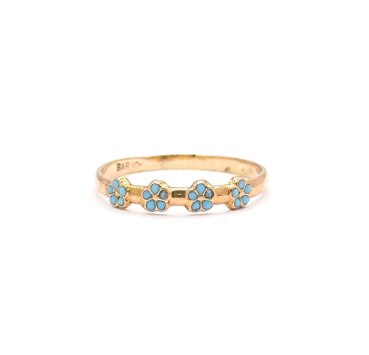 Forget-Me-Not Ring Enamel Flower Childs Ring in 10K