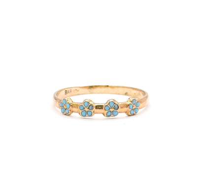 Forget-Me-Not Ring Enamel Flower Childs Ring in 10K