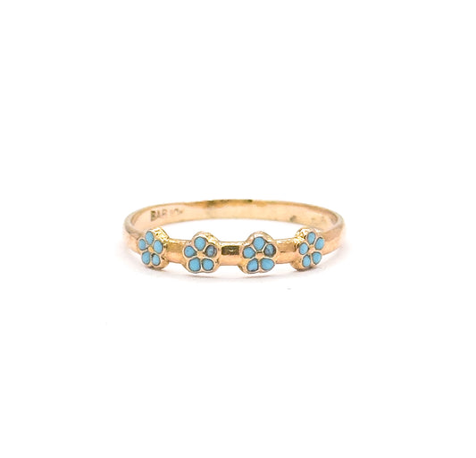 Forget-Me-Not Ring Enamel Flower Childs Ring in 10K