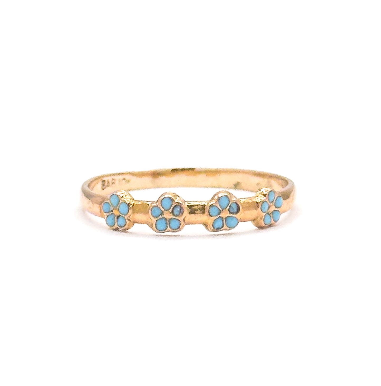 Forget-Me-Not Ring Enamel Flower Childs Ring in 10K