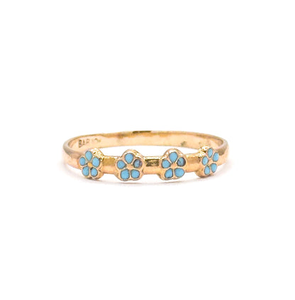 Forget-Me-Not Ring Enamel Flower Childs Ring in 10K