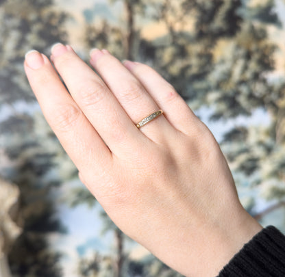 Dainty Vintage Diamond Stacking Band Two Tone Gold