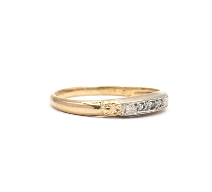 Dainty Vintage Diamond Stacking Band Two Tone Gold